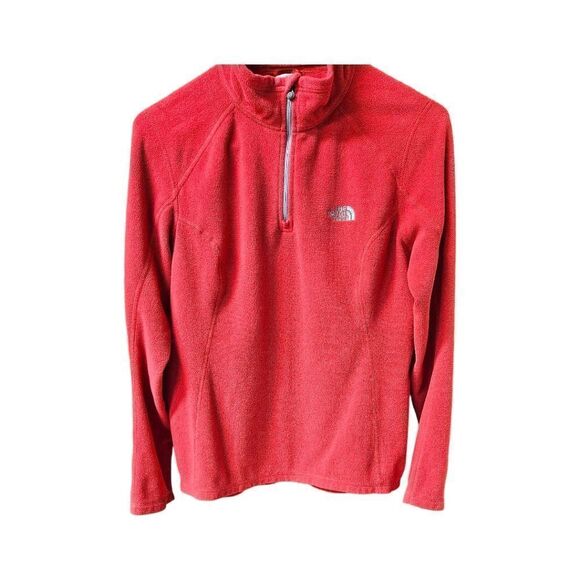 THE NORTH FACE Women's Red 1/4 Zip- Up Fleece Polartec Pullover Jacket - Picture 1 of 11